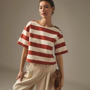 Anthropologie Sunday in Brooklyn Oversized Red Breton Stripe Tee M